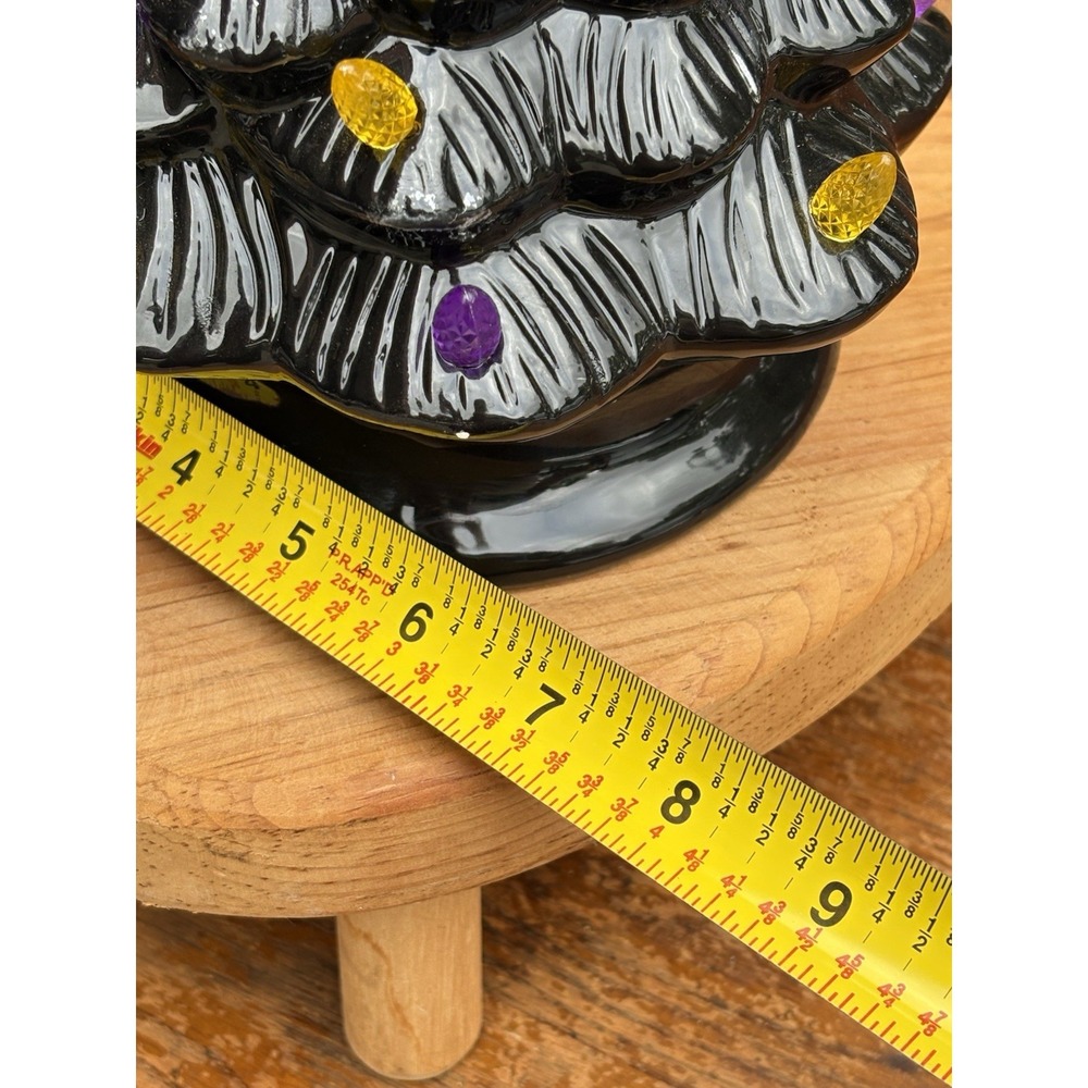 Halloween Light Up Ceramic Tree 8.5" Tall Battery Working Black Purple Orange - Picture 5 of 8